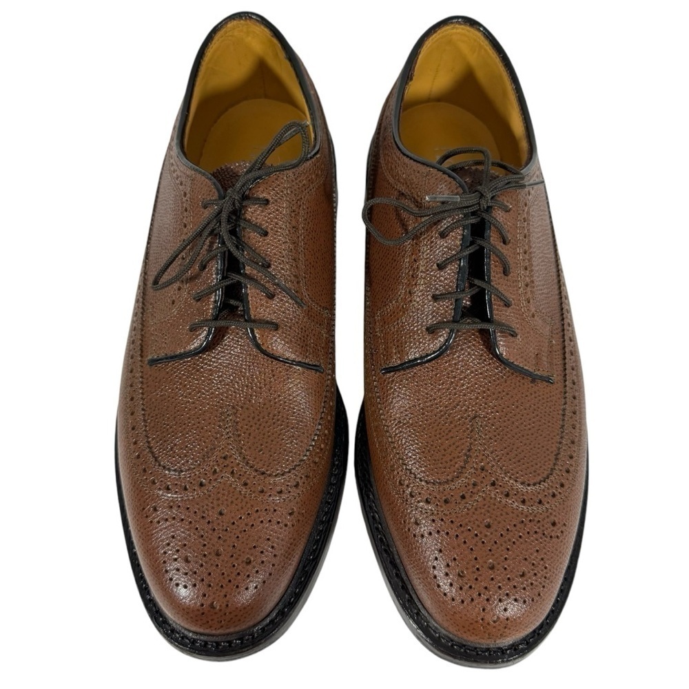 Florsheim Kenmoor Leather Wingtip Oxford 8 W Cognac Brown Dress Shoe Brogue EUC